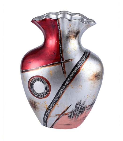 Radiant Silver & Red Colourama Shell Trim Vase