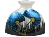 Blue & White Colourama Hand Painted Wide Flask Vase