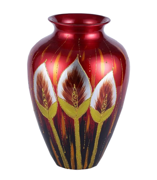 Crimson Red Floral Colourama Potted Vase
