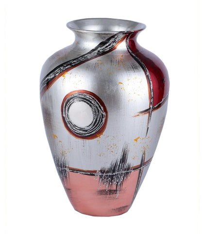 Radiant Silver & Red Colourama Potted Vase