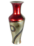Red & Silver Colourama Potted Long Neck Vase