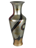 Red & Silver Colourama Potted Long Neck Vase