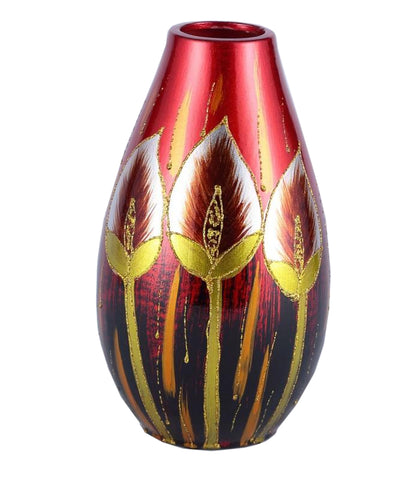 Crimson Red Floral Colourama Short Vase