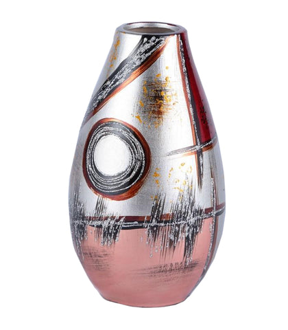 Radiant Silver & Red Colourama Short Vase