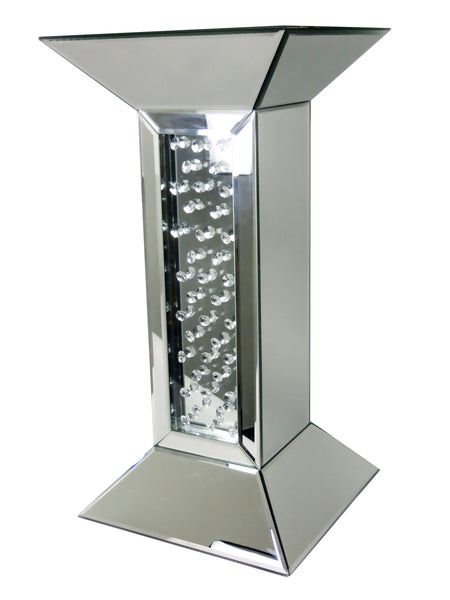 Mirrored Glass Floating Crystal Diamante Jewel Gem Pillar Plinth Pedestal