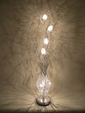 Enchantment Silver Mystical Silver Wire Aluminium Metal Floor Standing Standard Lamp with Transparent See Through Clear Crystal Jewel Berries