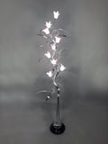 Swirl Twist Silver Metal Floor Lamp with Pink Glass Flower Shades