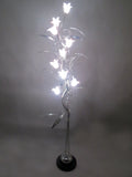 Swirl Twist Silver Metal Floor Lamp with Pink Glass Flower Shades