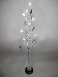 Swirl Twist Silver Metal Floor Lamp with White Glass Flower Shades