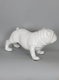 Ceramic White Gloss Standing Bulldog Dog Ornament with Blue Eyes