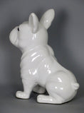 Ceramic White French Bulldog Ornament Figurine with Blue Eyes