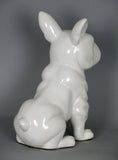 Ceramic White French Bulldog Ornament Figurine with Blue Eyes