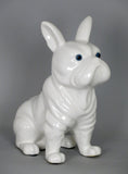 Ceramic White French Bulldog Ornament Figurine with Blue Eyes