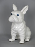 Ceramic White French Bulldog Ornament Figurine with Blue Eyes