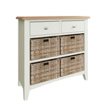 Fresh White with Oak Tops 2 Drawer & 4 Basket Sideboard