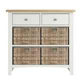 Fresh White with Oak Tops 2 Drawer & 4 Basket Sideboard