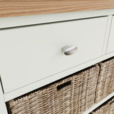 Fresh White with Oak Tops 2 Drawer & 4 Basket Sideboard