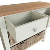 Fresh White with Oak Tops 2 Drawer & 4 Basket Sideboard