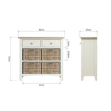 Fresh White with Oak Tops 2 Drawer & 4 Basket Sideboard