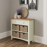 Fresh White with Oak Tops 2 Drawer & 4 Basket Sideboard