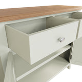 Fresh White with Oak Top Wide Sideboard