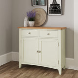 Fresh White with Oak Top Wide Sideboard