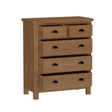 Oak & Hardwood Rustic 2 over 3 Chest of Drawers