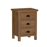 Oak & Hardwood Rustic 3 Drawer Bedside