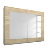 Pelligrino Mirrored Door Sliding Wardrobe - White, Oak or Grey