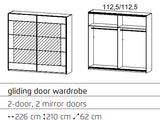 Pelligrino Mirrored Door Sliding Wardrobe - White, Oak or Grey