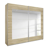 Pelligrino Mirrored Door Sliding Wardrobe - White, Oak or Grey