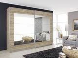 Pelligrino Mirrored Door Sliding Wardrobe - White, Oak or Grey