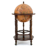 Tellus Brown Vintage Wood Drinks Globe Trolley