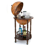 Tellus Brown Vintage Wood Drinks Globe Trolley