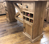 Reclaimed Oak Maxi Bar Table with Inbuilt Wine Rack & Storage