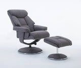 Biarritz Swivel Fabric Recliner Chair & Stool - Lisborn Grey