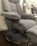 Biarritz Swivel Fabric Recliner Chair & Stool - Lisborn Grey