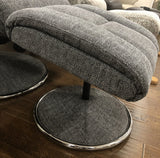 Biarritz Swivel Fabric Recliner Chair & Stool - Lisborn Grey