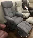 Biarritz Swivel Fabric Recliner Chair & Stool - Lisborn Grey