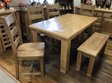 Weathered Oak Small Fixed Top Dining Table & 4 Dining Chairs