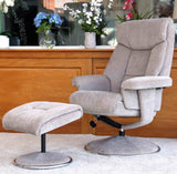 Biarritz Swivel Fabric Recliner Chair & Stool - Mist