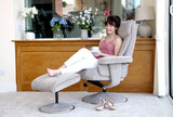 Biarritz Swivel Fabric Recliner Chair & Stool - Mist
