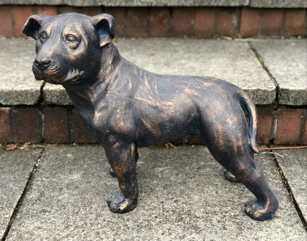 Bronze Effect Effect Staffordshire Bull Terrier Puppy Garden Ornament