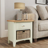 Fresh White with Oak Tops Single Drawer Basket Cabinet