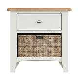 Fresh White with Oak Tops Single Drawer Basket Cabinet