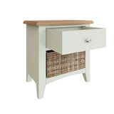 Fresh White with Oak Tops Single Drawer Basket Cabinet