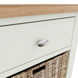 Fresh White with Oak Tops Single Drawer Basket Cabinet
