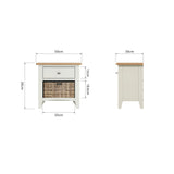 Fresh White with Oak Tops Single Drawer Basket Cabinet