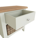 Fresh White with Oak Tops Single Drawer Basket Cabinet