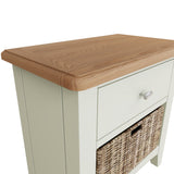 Fresh White with Oak Tops Single Drawer Basket Cabinet